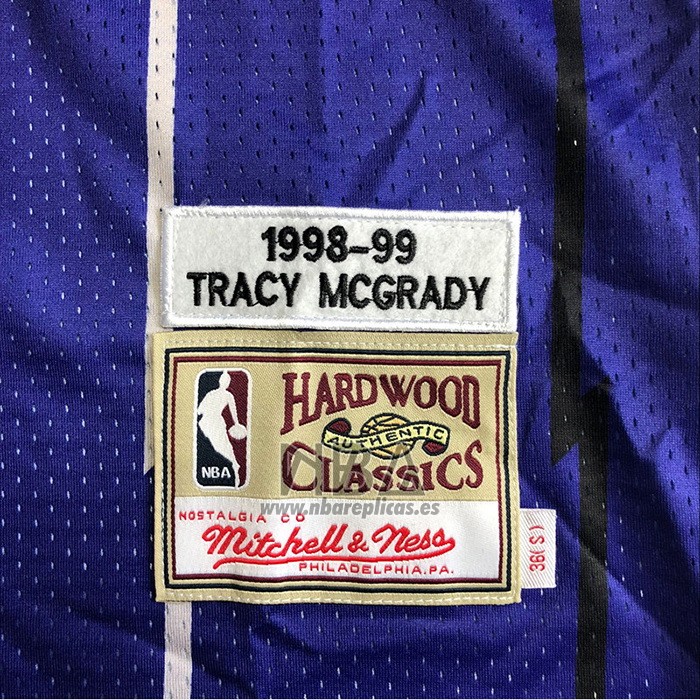 Camiseta Toronto Raptors Tracy Mcgrady NO 1 Mitchell & Ness 1998-99 Violeta